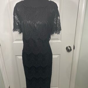Preston & York Elegant Black Lace Midi Dress Size 16